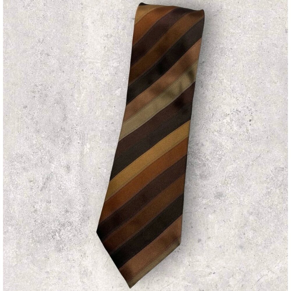 KENZO Silk Tie ITALY Brown Beige Striped W:3.6" EUC